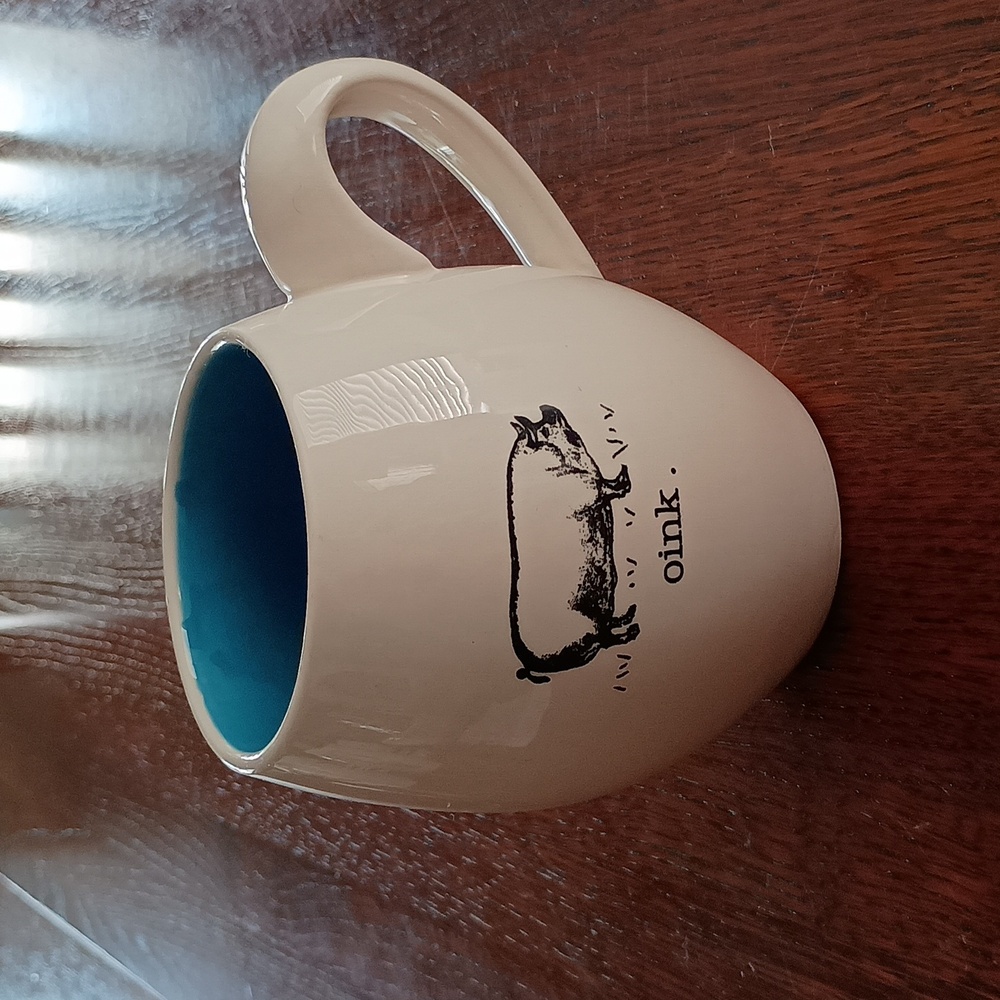 Rae Dunn by Magenta Original Farmline Collection "M" Stamp Pig "Oink" Mug b530